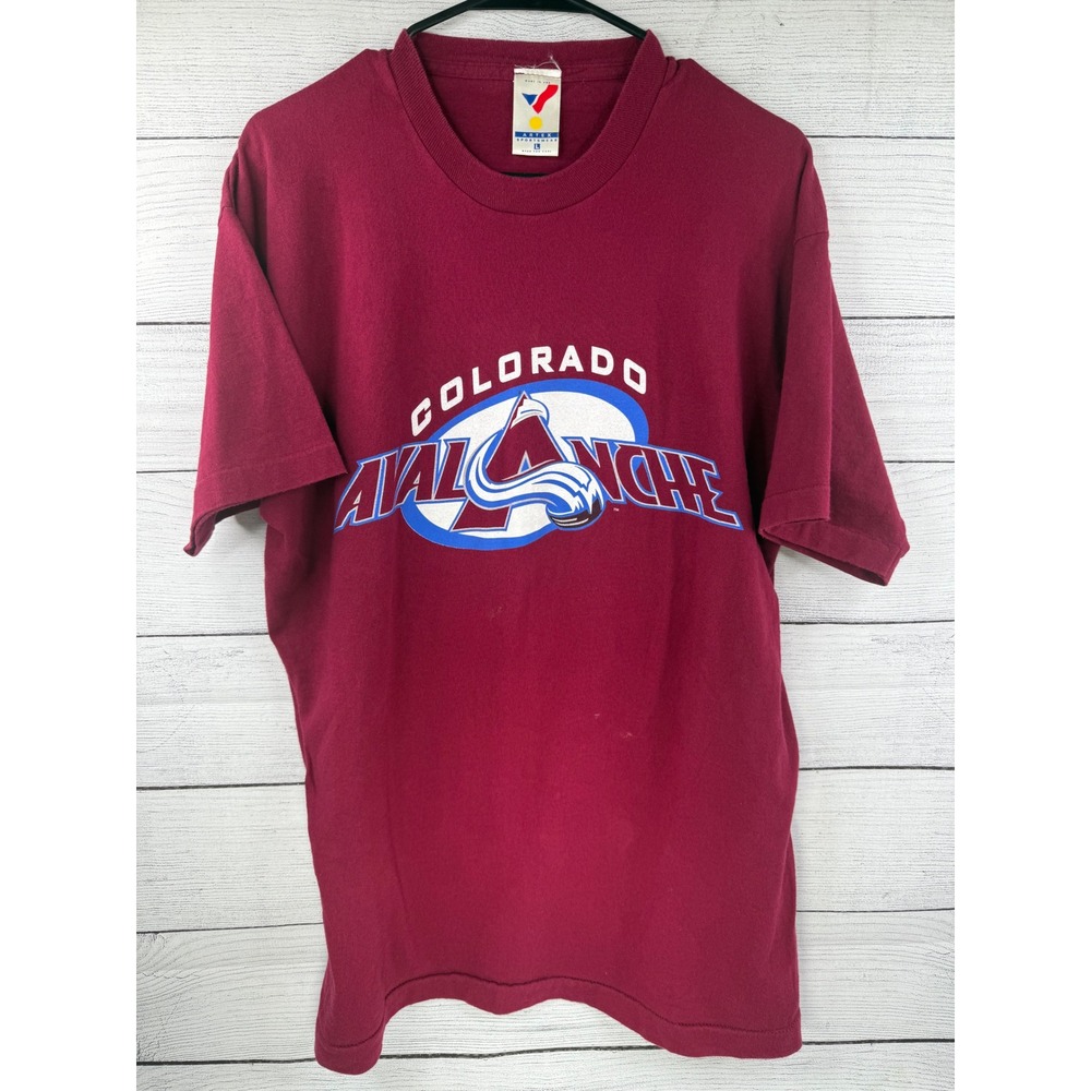 Vintage Colorado Avalanche T Shirt Artex Sportswear Size L Burgundy‎ NHL Hockey